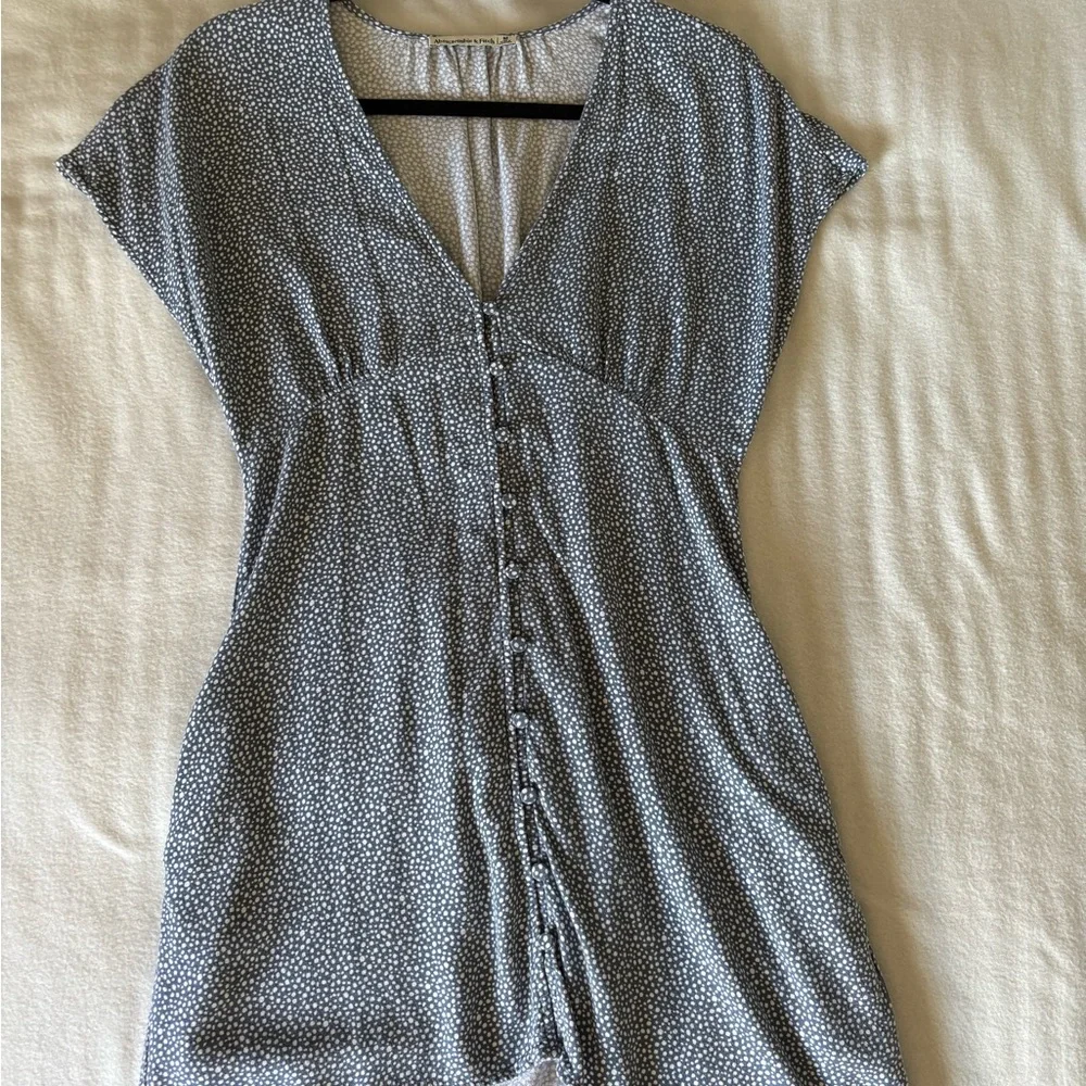 Abercrombie And Fitch Womens Medium Blue White Summer Dress With Pockets - Picture 9 of 12